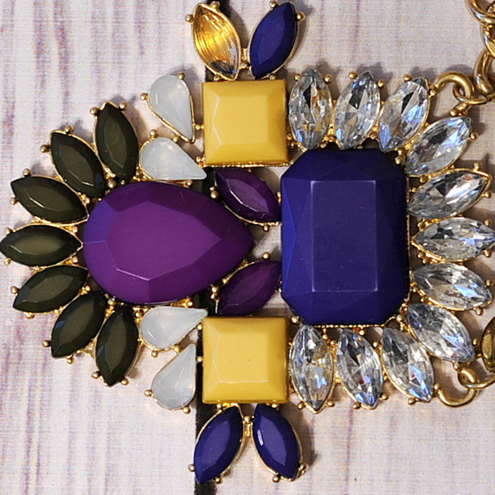 vintage rhinestone multicolor cab chain necklace